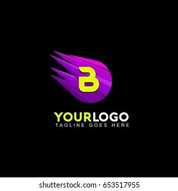 B letter abstract logo design template. Dynamic vector unusual line font. Universal fast speed fire moving water quick energy drop icon symbol mark.