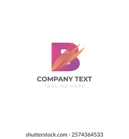 b letter abstract logo in orange gradient color 
