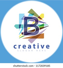 B Letter Abstract square color logo icon vector template