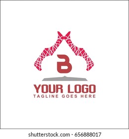 B letter abstract trendy multicolored logo design element. Visual brand identity for business company 
