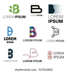 B Letter Abstract Vector Logo Design Template. Creative Typographic Concept Icon Set