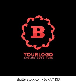 B Letter Abstract vector logo template concept illustration. Circle Flag business sign. Flame fire icon. Gas insignia. Design element.