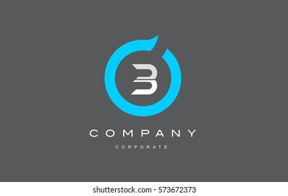 B letter alphabet blue circle flat modern creative vector logo icon sign design template 