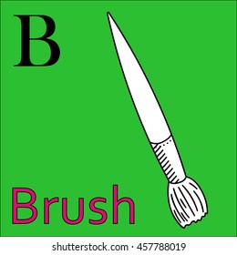 B letter of the alphabet. Developmental exercises for children, coloring books. Vector Illustration Graphics brush