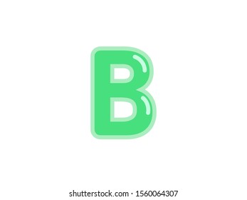 B letter alphabet green candy jelly glossy vector isolated on white background 