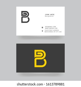 B letter Alphabet linear creative logo with Business card template