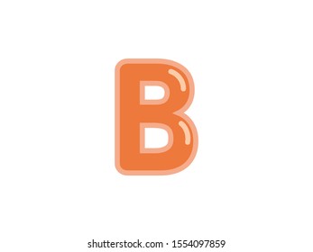 B letter alphabet orange candy jelly glossy vector isolated on white background 