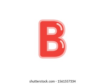 B letter alphabet red candy jelly glossy vector isolated on white background 