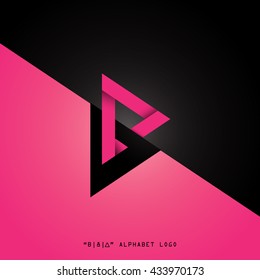 B letter alphabet, triangle shape business vector logo design
