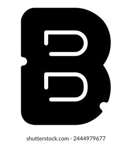 B letter alphabet typeface, vector graphics. Mice cheese uppercase font