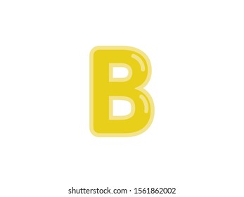 B letter alphabet yellow gold amber candy jelly glossy vector isolated on white background 