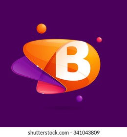 B letter with atoms orbits colorful icon. Abstract science multicolored vector design template elements for your application or corporate identity.