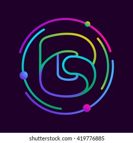 B letter with atoms orbits. Font style, vector design template elements for your application or corporate identity.