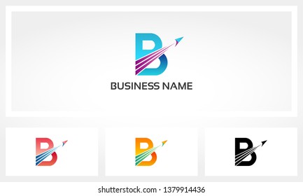 B Letter Aviation Arrow Airplane Logo