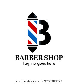 b letter with baber shop symbol logo template illustration. suitable for baber shop 