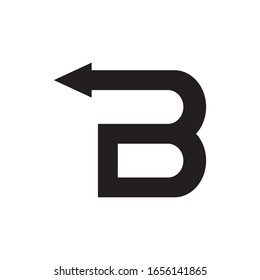 Letra B con diseño de logotipo de flecha atrás vectorial