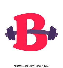 B Brief mit Barbell. Vectordesign-Vorlagenelemente für Ihre Anwendungs- oder Firmenidentität.