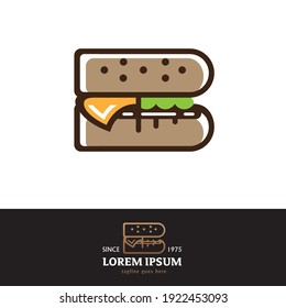 B letter based Burger symbol vector illustration outline style can be used for business logo, tshirt print or any other purpose