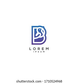 Icono de diseño del logotipo de pájaro B. Logotipo de carta de aves con un concepto creativo y moderno