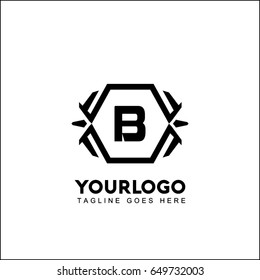 B Letter Black Spider on White Background. Logotype. Your text. Vector illustration.