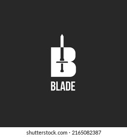 B Letter With Blade Minimal Logo Vector Illustration