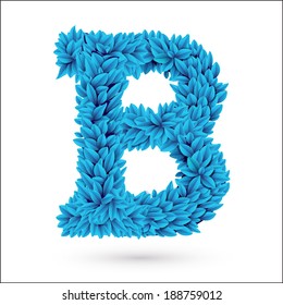 B letter. Blue font vector element isolated on white.