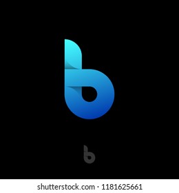 B letter. B blue monogram. B logo, isolated on a dark background. Monochrome option.