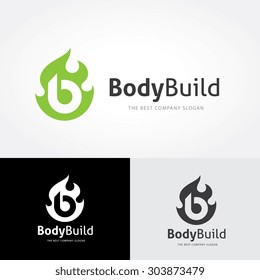 B letter Body Build Fitness Logo Template