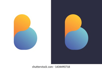 B letter bold bubble, logo alphabet design 