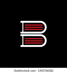 B letter Book icon vector in Red and White