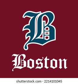 Carta B, logotipo de Boston, fondo rojo