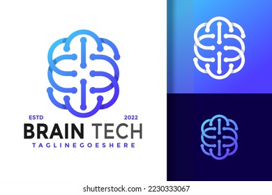B Letra diseño de logotipo Brain Tech, logotipo de identidad de marca vectorial, logotipo moderno, plantilla de ilustración vectorial de logotipos