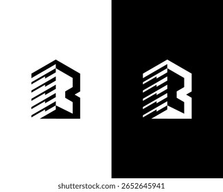 B letter building logo design template