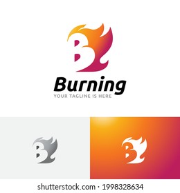B Letter Burning Hot Fire Flame Initial Logo Symbol