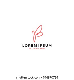 B letter butterfly logo vector icon illustration