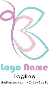 b letter butterfly simple vector logo
