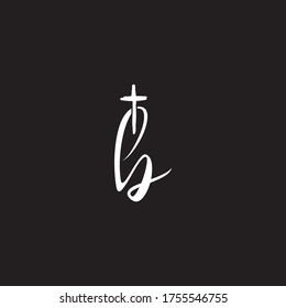 B letter Christian logo design. Black and white handwriting b letter awesome church logo design template