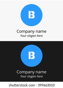 b letter circle shape icon logo blue white light dark