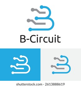 B Letter Circuit Technology Business Abstract Line Logo Template