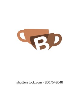 b letter coffee cup overlapping color logo vector icon illustration