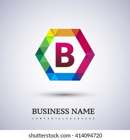 B Letter colorful logo in the hexagonal. symbol for your business or company identity.
