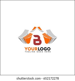B letter colorful multicolored real estate logo design. Vector illustration for business visual identity. House and skyscraper theme