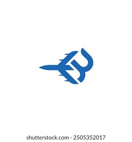 B letter combination with an airplane logo design.