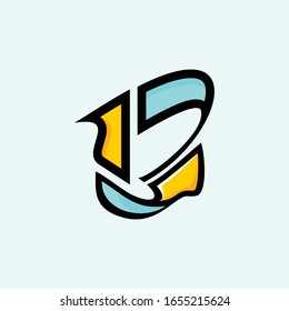 B-Buchstabe kombiniert mit einem abstrakten Pfeil-Logo