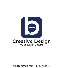 B letter corporate logo. Corporative or educational consult, blue colored volume logotype. FAQ, I.Q., contact us, template of speak, smartphone settings, e-book, communicate office brand icon.