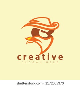 B Letter with cowboy logo icon vector template