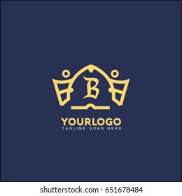 B letter creative king crown logo. Royal Palace Vector illustration.