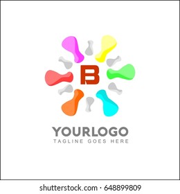 B Letter Creative logo design. Abstract vector logo. Colorful Pixel logo. Dots Brand Identity