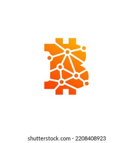  B Letter Crypto Currency Network Logo Vector