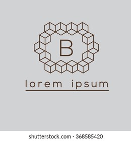 B letter cubes, geometric vector logo template (sign, symbol, emblem, ornament)